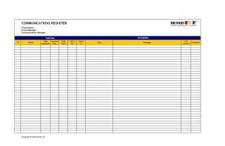 Communication Register Template for Project Managers