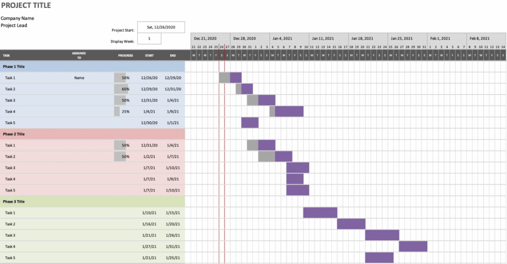 project assignment excel template