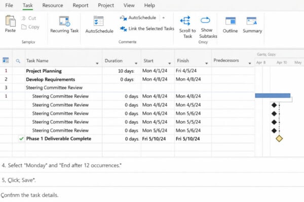 Create Recurring Tasks with Microsoft Project