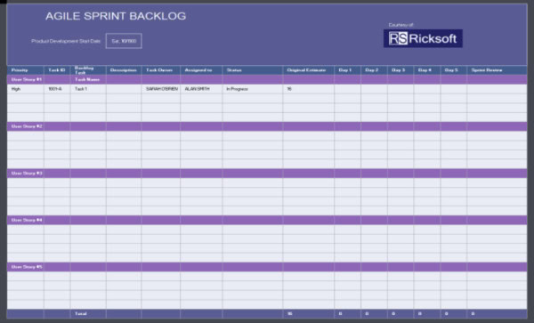 9 x Sprint Planning Templates Word & XLS 4