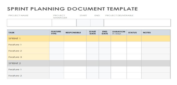 9 x Sprint Planning Templates Word & XLS 1