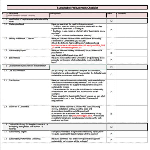 5 x Free Procurement Audit Checklist for Project Managers 4