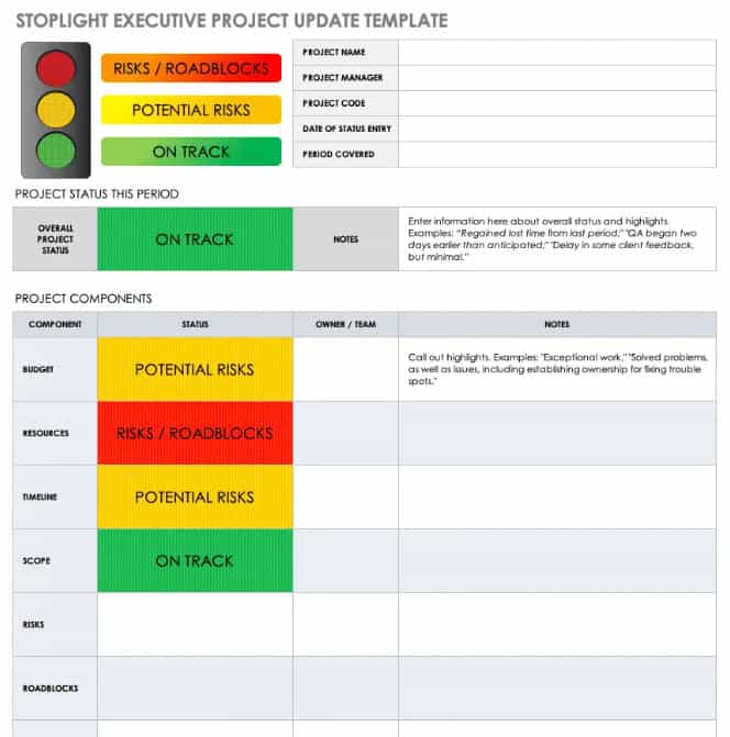 11 x Executive Project Status Report Template – Word, Excel 8