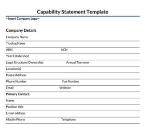 42 x Capability Statement Template – Word, PDF