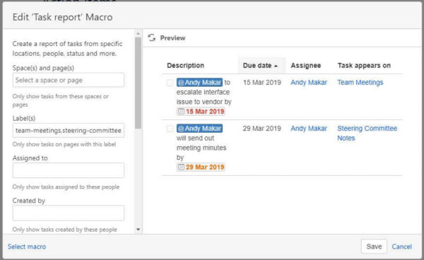 Confluence Task Reporting Atlassian Confluence Tutorial: Track a List of Action Items