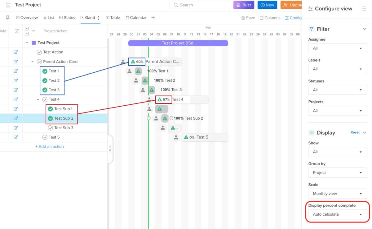 Hive Gantt chart with percent complete