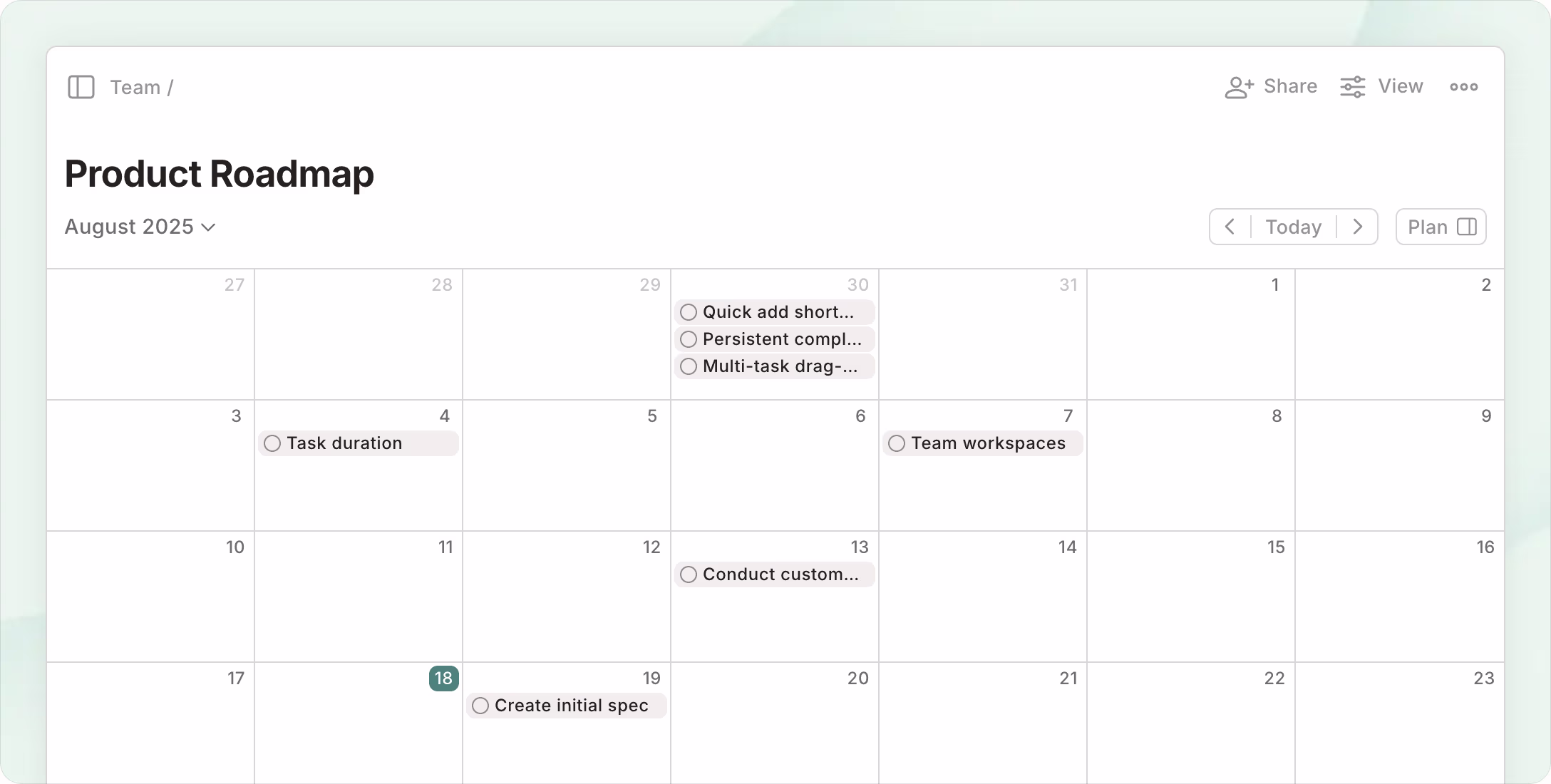 Todoist project in calendar layout