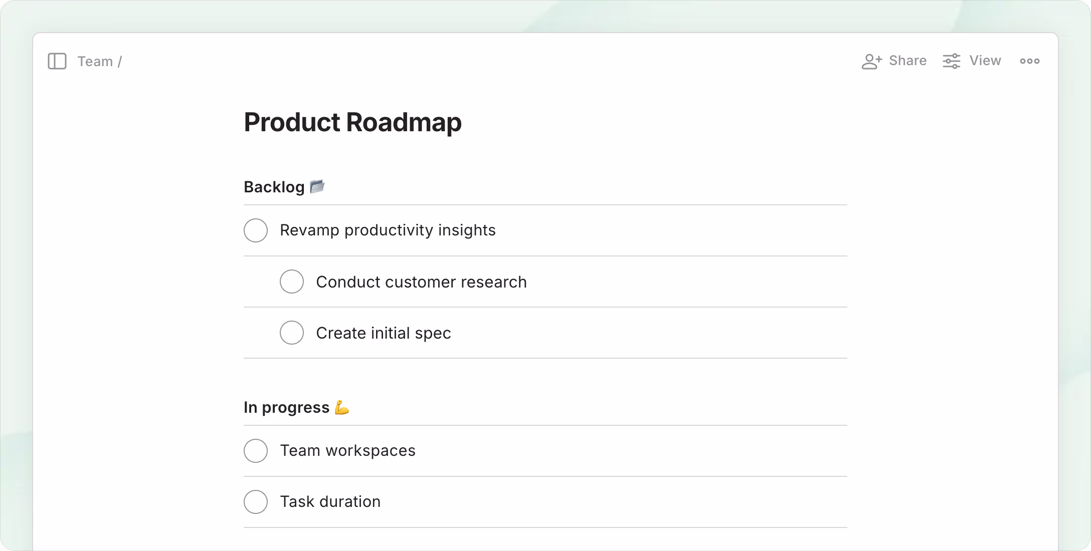 Todoist project in list layout