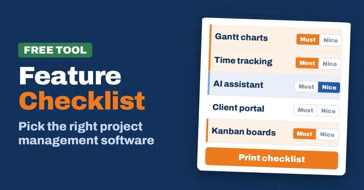 Project management software feature checklist builder