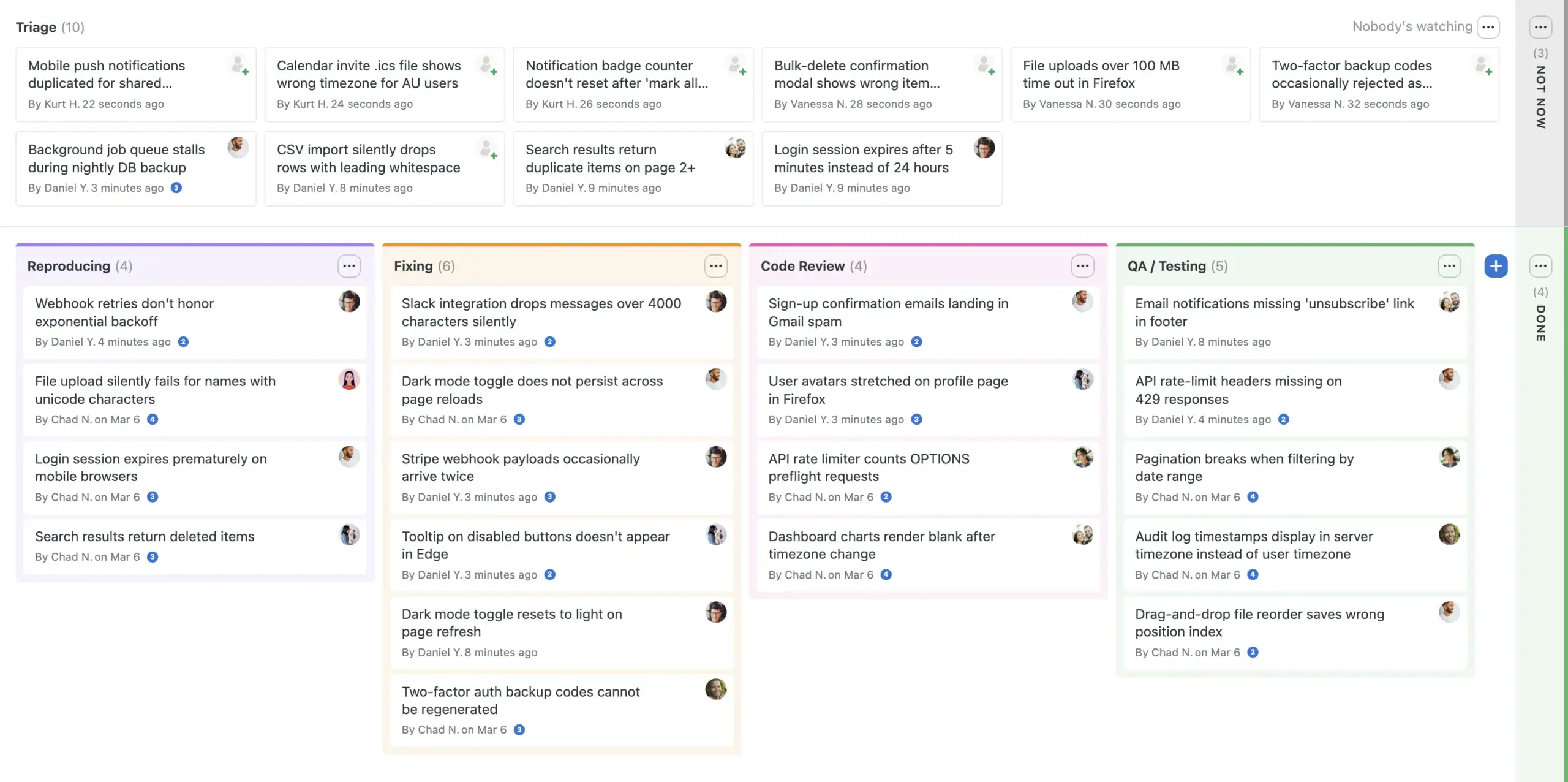 Basecamp Card Table, a Kanban board for tracking work through stages