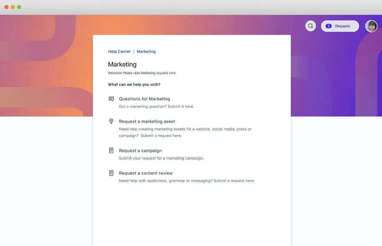 Jira forms for submitting and tracking requests