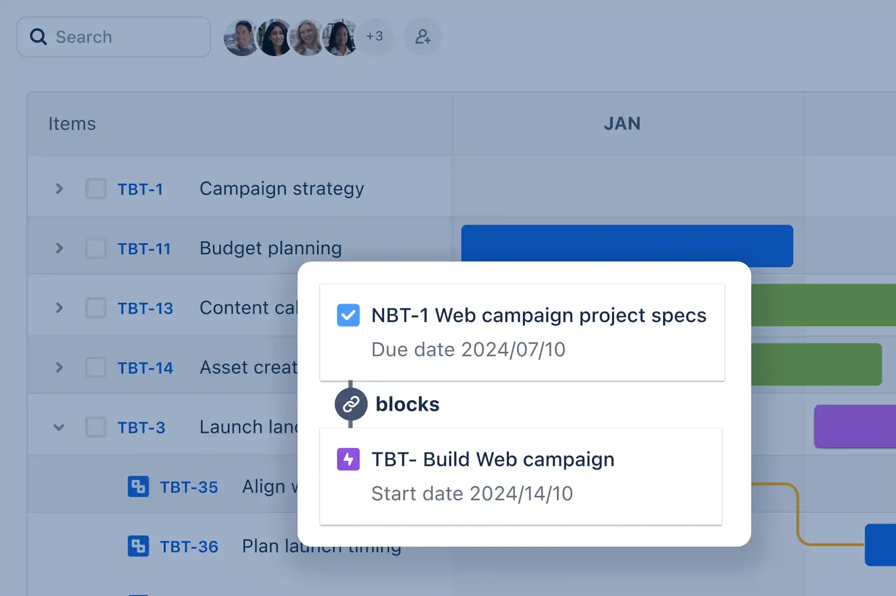 Jira dependency mapping across team initiatives