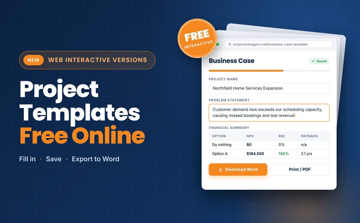 50+ free interactive project management templates