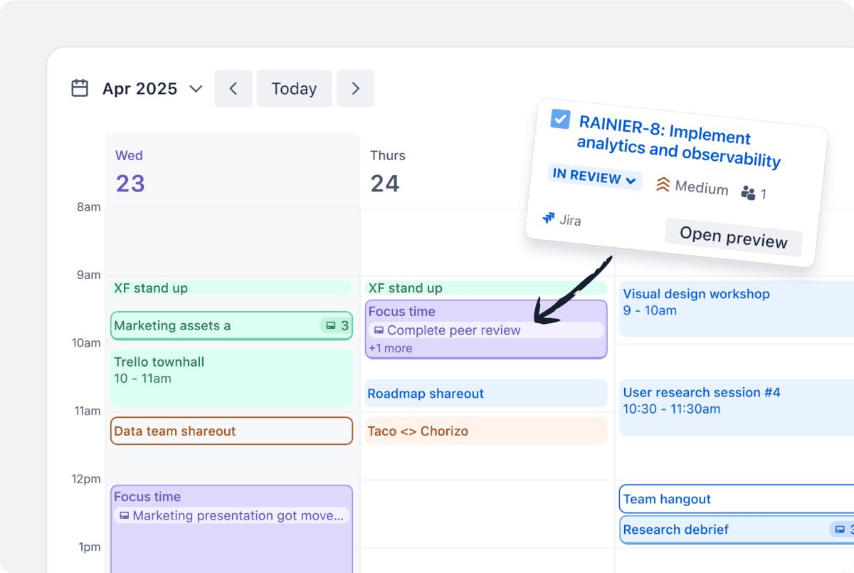Trello Planner with cards scheduled on a calendar